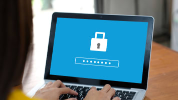 Computer screen with image of locked padlock